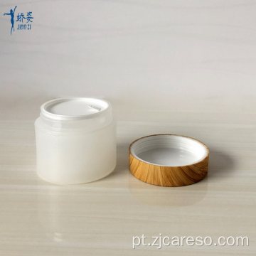 Frasco de creme com tampa de impressão de transferência de água de bambu